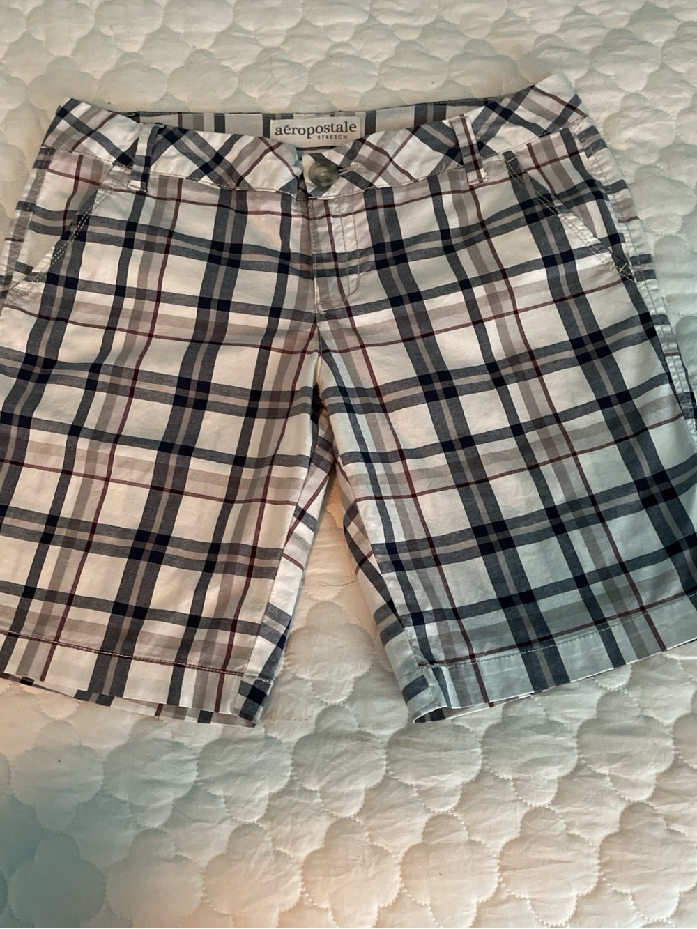 Aeropostale White Plaid Women's Bermuda Shorts